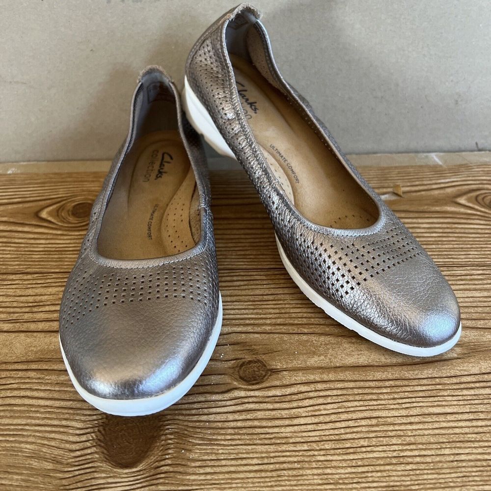 Collection by Clarks Jenette Bronze Metallic Slip on Shoes Women's Size 8 M